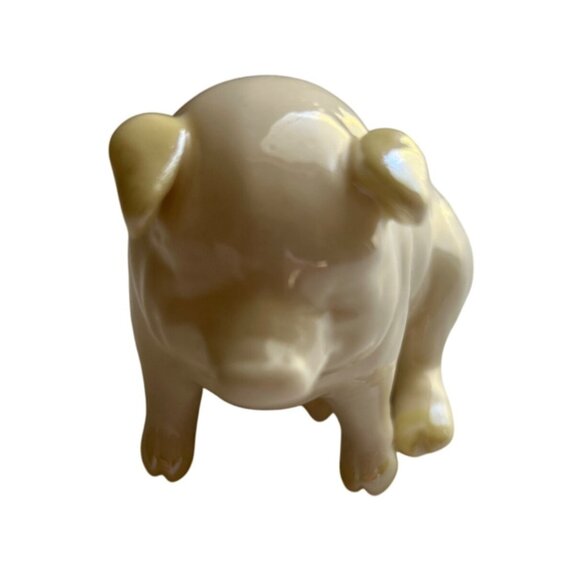 Vintage Belleek Porcelain Pig Figurine Made In Ireland Green Mark - Picture 2 of 7
